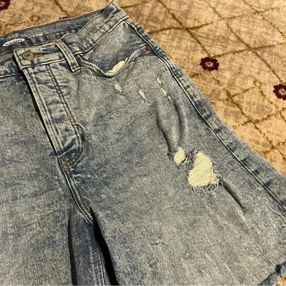 OLD NAVY Sky-Hi Short 6 Extra High Rise Button Fly Medium Distressed Cutoffs - Picture 2 of 11